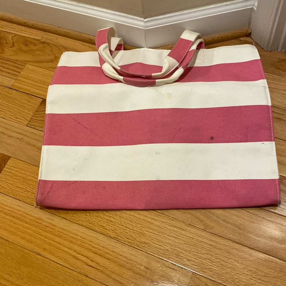 Pink & White Large Beach Bag